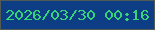 文字の大きさ：3、枠の色：525a55、背景の色：0d3d84、文字の色：36d47a 無料ブログパーツのブログ時計