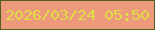 文字の大きさ：4、枠の色：525f21、背景の色：ec9a7b、文字の色：e0dd45 無料ブログパーツのブログ時計