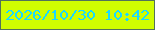 文字の大きさ：4、枠の色：52725a、背景の色：d0fd00、文字の色：1ad9fe 無料ブログパーツのブログ時計