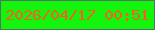 文字の大きさ：3、枠の色：527463、背景の色：13f50d、文字の色：f85e23 無料ブログパーツのブログ時計