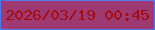 文字の大きさ：1、枠の色：5279ec、背景の色：9c3a71、文字の色：a60b10 無料ブログパーツのブログ時計