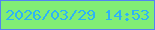 文字の大きさ：3、枠の色：5283f2、背景の色：81ed75、文字の色：2db3f6 無料ブログパーツのブログ時計
