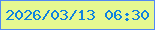 文字の大きさ：1、枠の色：5289f4、背景の色：e6f991、文字の色：0e82df 無料ブログパーツのブログ時計