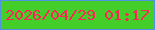 文字の大きさ：5、枠の色：5292e2、背景の色：43ce29、文字の色：fd2554 無料ブログパーツのブログ時計