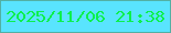 文字の大きさ：5、枠の色：52b0a4、背景の色：59e4fe、文字の色：0cf04d 無料ブログパーツのブログ時計