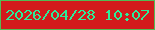文字の大きさ：1、枠の色：52bb54、背景の色：d31a1c、文字の色：2cec9a 無料ブログパーツのブログ時計