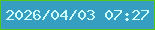 文字の大きさ：5、枠の色：52c619、背景の色：359ec1、文字の色：cafdfb 無料ブログパーツのブログ時計