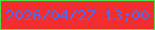 文字の大きさ：5、枠の色：52dc47、背景の色：f12d2f、文字の色：516aec 無料ブログパーツのブログ時計