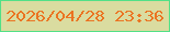 文字の大きさ：2、枠の色：52e087、背景の色：dadca0、文字の色：eb7422 無料ブログパーツのブログ時計