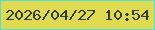 文字の大きさ：2、枠の色：52e0d5、背景の色：e0da51、文字の色：303f35 無料ブログパーツのブログ時計