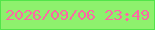 文字の大きさ：5、枠の色：52e549、背景の色：8ef16d、文字の色：fc69a5 無料ブログパーツのブログ時計