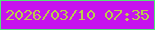 文字の大きさ：5、枠の色：52e578、背景の色：c613ee、文字の色：bbcb4c 無料ブログパーツのブログ時計