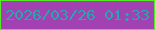 文字の大きさ：1、枠の色：52eb26、背景の色：a241b2、文字の色：27a6ab 無料ブログパーツのブログ時計