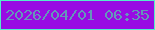 文字の大きさ：1、枠の色：52edcb、背景の色：980be3、文字の色：6496ba 無料ブログパーツのブログ時計