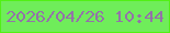 文字の大きさ：1、枠の色：52f015、背景の色：6fed5a、文字の色：9373a8 無料ブログパーツのブログ時計