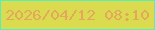 文字の大きさ：1、枠の色：52f0bb、背景の色：dbdb4f、文字の色：e4a75e 無料ブログパーツのブログ時計
