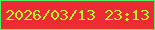 文字の大きさ：1、枠の色：52f261、背景の色：ec2b33、文字の色：b5f62d 無料ブログパーツのブログ時計