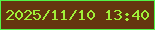 文字の大きさ：3、枠の色：52f348、背景の色：64350f、文字の色：a1f038 無料ブログパーツのブログ時計
