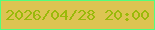 文字の大きさ：5、枠の色：52fe7e、背景の色：ddc452、文字の色：9ab90a 無料ブログパーツのブログ時計