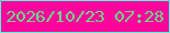 文字の大きさ：4、枠の色：52fed7、背景の色：ff039d、文字の色：6dda83 無料ブログパーツのブログ時計