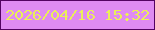 文字の大きさ：1、枠の色：530362、背景の色：df8bf2、文字の色：eaef58 無料ブログパーツのブログ時計
