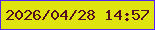 文字の大きさ：2、枠の色：5326ec、背景の色：dfe40e、文字の色：560f1e 無料ブログパーツのブログ時計