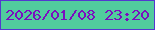 文字の大きさ：5、枠の色：5338cf、背景の色：51cc9d、文字の色：7b0dbf 無料ブログパーツのブログ時計