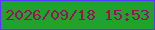 文字の大きさ：5、枠の色：533cff、背景の色：21a22c、文字の色：921559 無料ブログパーツのブログ時計