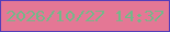 文字の大きさ：5、枠の色：533eba、背景の色：e47795、文字の色：73b889 無料ブログパーツのブログ時計