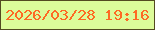 文字の大きさ：2、枠の色：534921、背景の色：dcfb9a、文字の色：fe6a24 無料ブログパーツのブログ時計