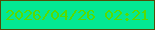 文字の大きさ：5、枠の色：534b07、背景の色：04e893、文字の色：57dc00 無料ブログパーツのブログ時計