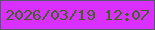 文字の大きさ：4、枠の色：535c63、背景の色：d92fff、文字の色：3d631c 無料ブログパーツのブログ時計