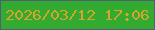 文字の大きさ：5、枠の色：535d77、背景の色：32ab30、文字の色：d6a42c 無料ブログパーツのブログ時計