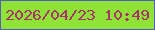 文字の大きさ：5、枠の色：535fba、背景の色：8fe336、文字の色：a63369 無料ブログパーツのブログ時計