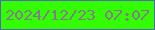 文字の大きさ：5、枠の色：5367b8、背景の色：32fd01、文字の色：86788e 無料ブログパーツのブログ時計