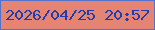 文字の大きさ：4、枠の色：5372cb、背景の色：e58472、文字の色：203cae 無料ブログパーツのブログ時計