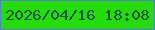 文字の大きさ：5、枠の色：537fe1、背景の色：24dd06、文字の色：22524d 無料ブログパーツのブログ時計