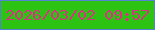 文字の大きさ：4、枠の色：5382d5、背景の色：2dc312、文字の色：dc3085 無料ブログパーツのブログ時計