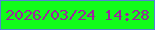 文字の大きさ：2、枠の色：5383d3、背景の色：12fc1a、文字の色：9c239e 無料ブログパーツのブログ時計