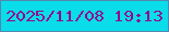 文字の大きさ：2、枠の色：5387af、背景の色：0addea、文字の色：92088d 無料ブログパーツのブログ時計