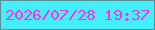 文字の大きさ：2、枠の色：539195、背景の色：43effd、文字の色：fc30e5 無料ブログパーツのブログ時計