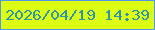 文字の大きさ：3、枠の色：5396ee、背景の色：dcfe13、文字の色：3094ab 無料ブログパーツのブログ時計
