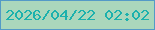 文字の大きさ：5、枠の色：539ac7、背景の色：aad7bc、文字の色：1cb1ad 無料ブログパーツのブログ時計