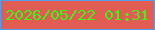 文字の大きさ：5、枠の色：539beb、背景の色：e15d53、文字の色：39f616 無料ブログパーツのブログ時計