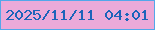 文字の大きさ：2、枠の色：53a7ea、背景の色：ecaad9、文字の色：1d64ba 無料ブログパーツのブログ時計