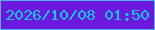 文字の大きさ：2、枠の色：53b0e9、背景の色：6d18de、文字の色：0ccbf4 無料ブログパーツのブログ時計