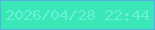 文字の大きさ：1、枠の色：53b2e2、背景の色：39e8b6、文字の色：68efd7 無料ブログパーツのブログ時計