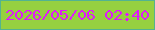 文字の大きさ：1、枠の色：53b390、背景の色：96d040、文字の色：df1afb 無料ブログパーツのブログ時計