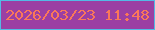 文字の大きさ：2、枠の色：53bae5、背景の色：9b3fa3、文字の色：fa7859 無料ブログパーツのブログ時計
