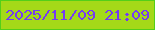 文字の大きさ：2、枠の色：53cf19、背景の色：a4d918、文字の色：753bf1 無料ブログパーツのブログ時計